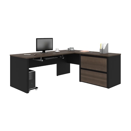 Bestar Connexion L-Shaped Workstation, Antigua/Black 93862-000052